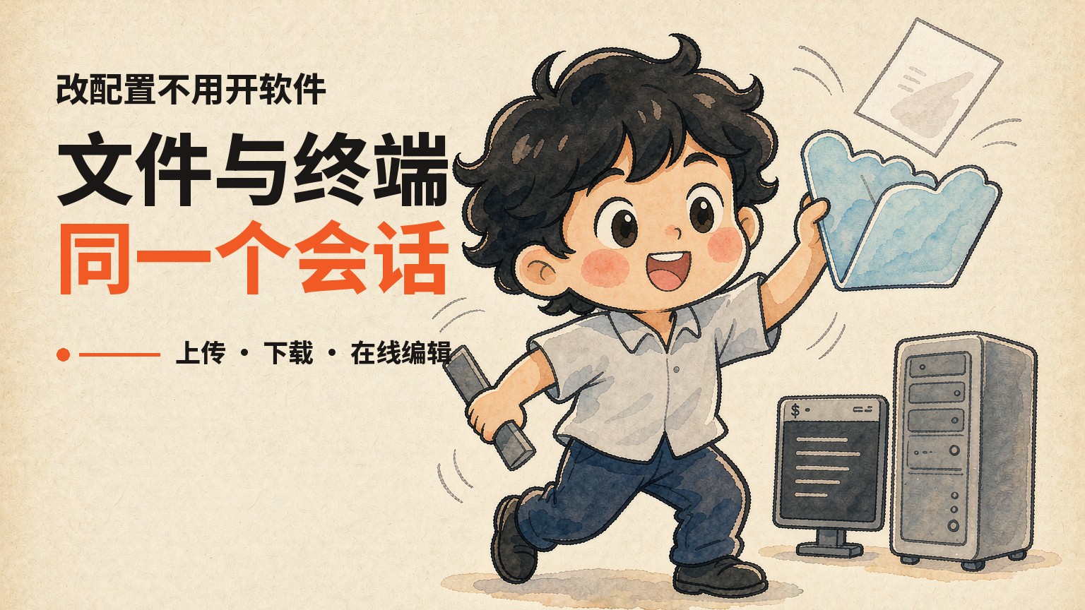 文件和终端在同一个会话里