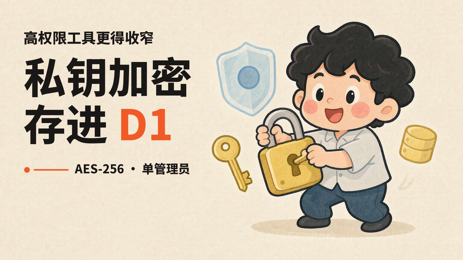 私钥加密存进 D1，单管理员模型