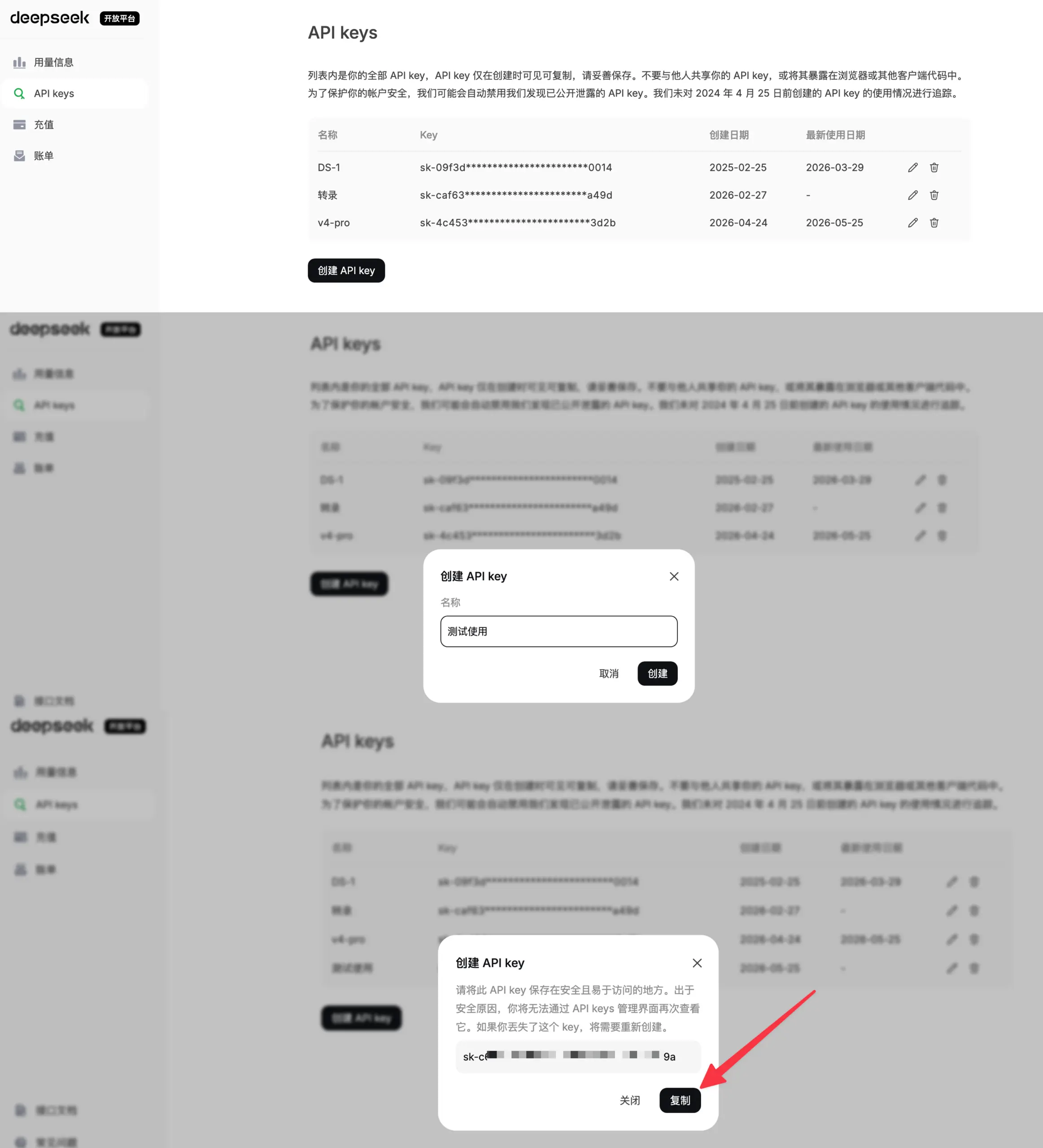 DeepSeek Harness 配置 API Key 截图