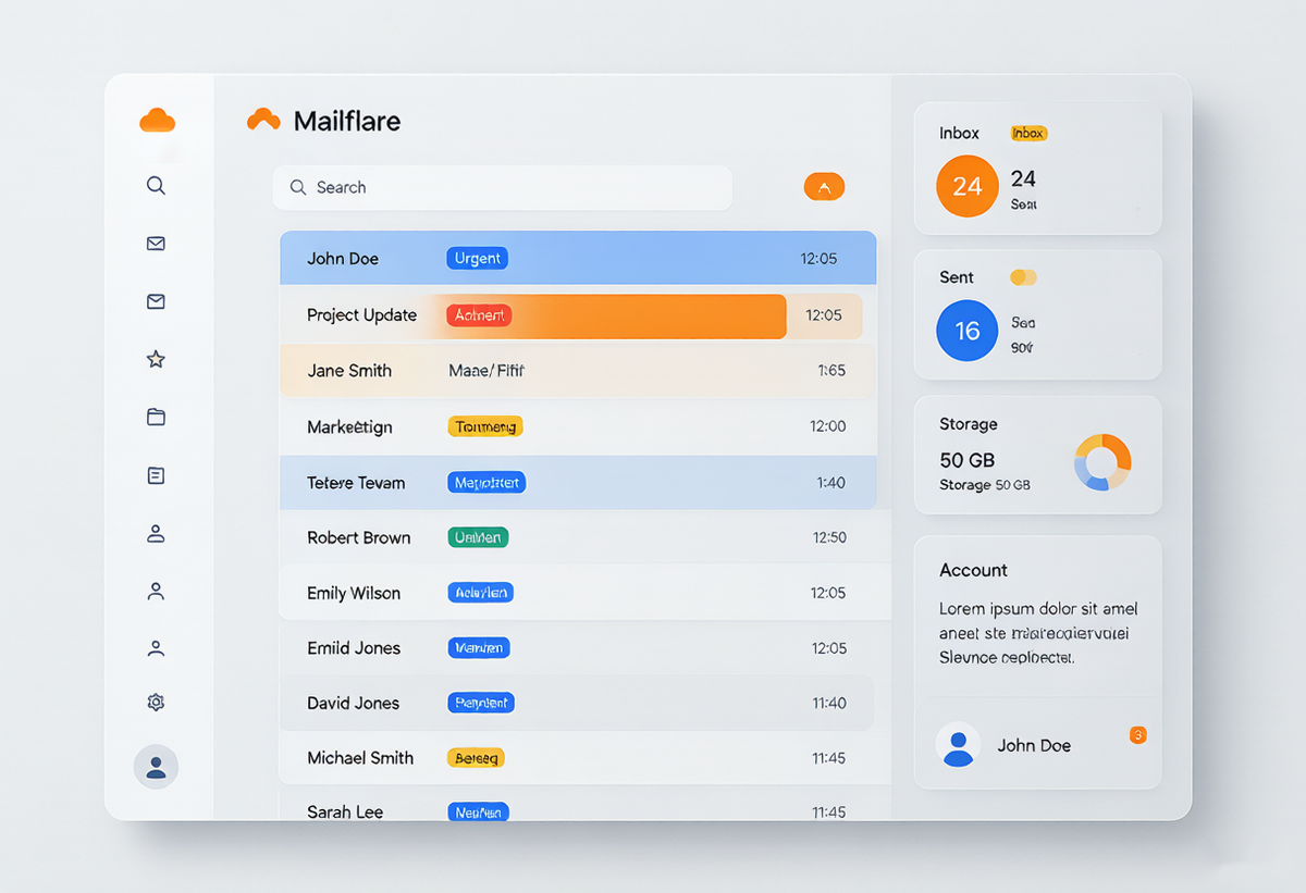 Mailflare 后台主界面示意图